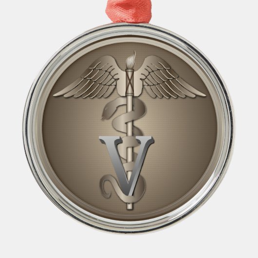 Veterinarian Caduceus Metalen Ornament (Voorkant)