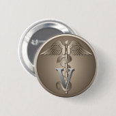 Veterinarian Caduceus Ronde Button 5,7 Cm (Voorkant /achterkant)