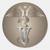 Veterinarian Caduceus Ronde Sticker (Voorkant)
