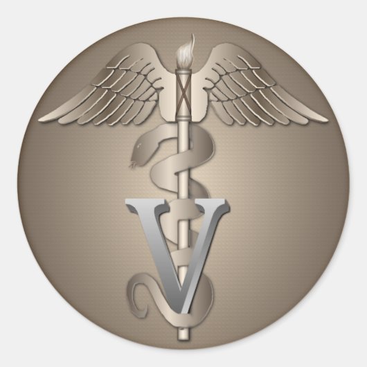 Veterinarian Caduceus Ronde Sticker (Voorkant)