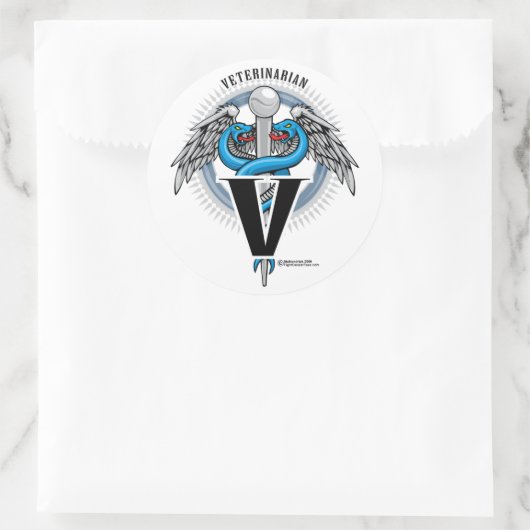 Veterinarian Caduceus Ronde Sticker (Tas)