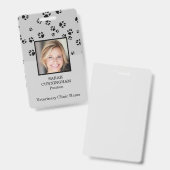 Veterinarian Clinic Paw Print Foto-ID-badge Badge (Front & Back)