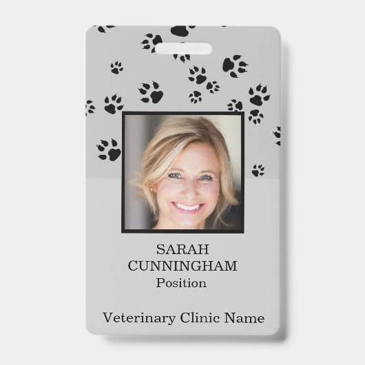 Veterinarian Clinic Paw Print Foto-ID-badge Badge (Front)
