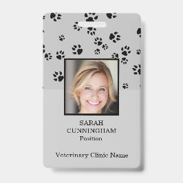 Veterinarian Clinic Paw Print Foto-ID-badge Badge