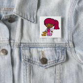 Veterinarian Girl Vierkante Button 5,1 Cm (In situ)