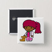 Veterinarian Girl Vierkante Button 5,1 Cm (Voorkant /achterkant)