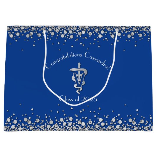 Veterinarian Graduation Blue Silver Groot Cadeauzakje (Voorkant)