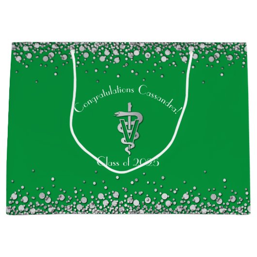 Veterinarian Graduation Green Silver Groot Cadeauzakje (Voorkant)