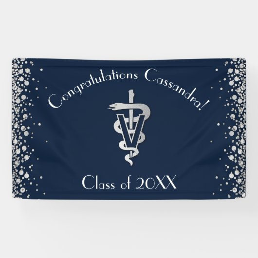 Veterinarian Graduation Navy Blue Silver Spandoek (Horizontaal)