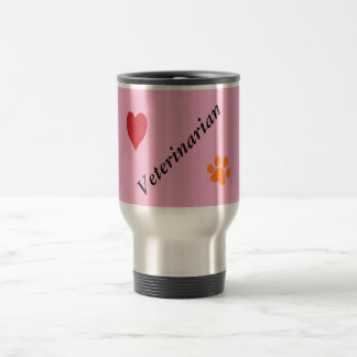 Veterinarian-Orange Paw Print and Heart on Pink Reisbeker