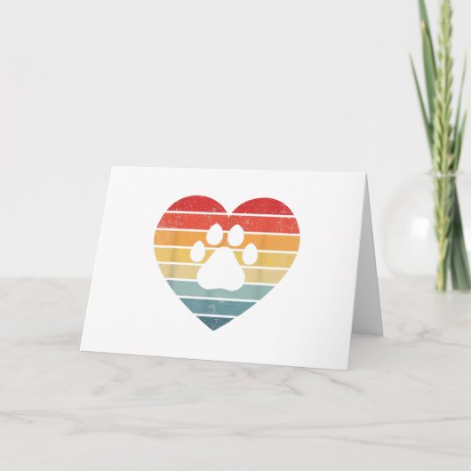 Veterinarian Vet Tech - Retro Sunset Paw Print Dog Bedankkaart (Voorkant)