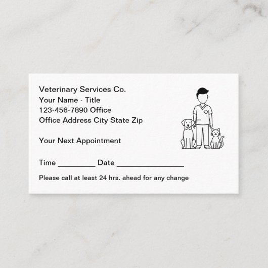 Veterinarian Veterinary Office Appointment Cards Afsprakenkaartje (Voorkant)