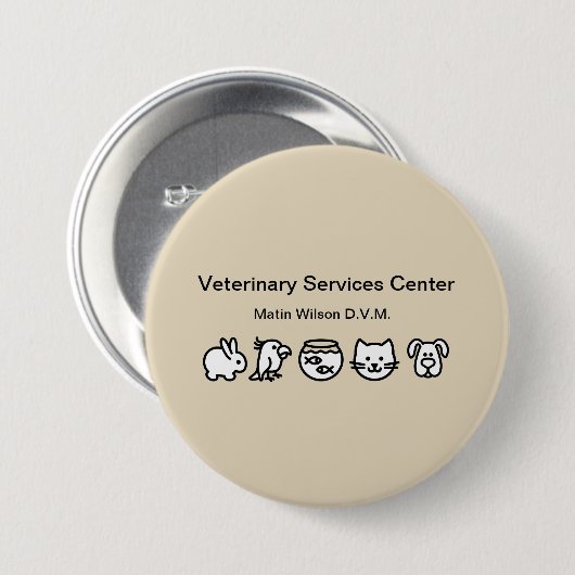 Veterinarian Veterinary Staff Name Pin Ronde Button 7,6 Cm (Voorkant /achterkant)
