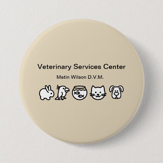 Veterinarian Veterinary Staff Name Pin Ronde Button 7,6 Cm (Voorkant)