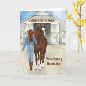 Veterinary Afstuderen Cowgirl Western thema Kaart (Gele Bloem)