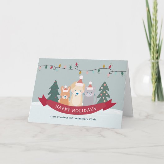 Veterinary Animal Clinic Pet Business Kerstmis Feestdagen Kaart (Voorkant)