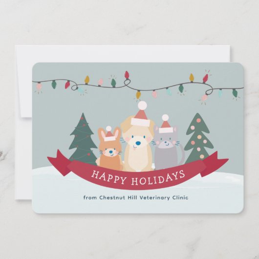 Veterinary Animal Clinic Pet Business Kerstmis Feestdagenkaart (Voorkant)