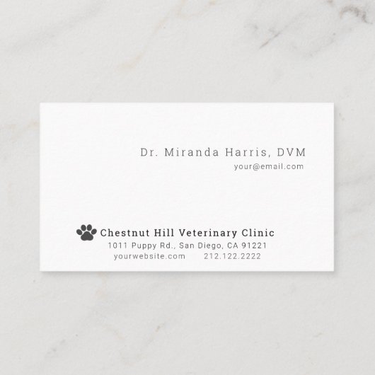 Veterinary Animal Clinic Slate Blue Visitekaartje (Achterkant)