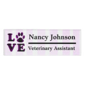 Veterinary Assistant Name Tag Paars Pawprints (Voorkant)