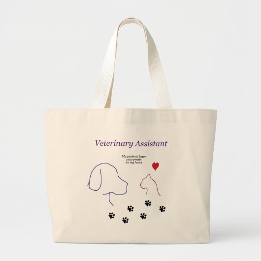 Veterinary Assistant-Paw-afdrukken op mijn hart Grote Tote Bag (Voorkant)