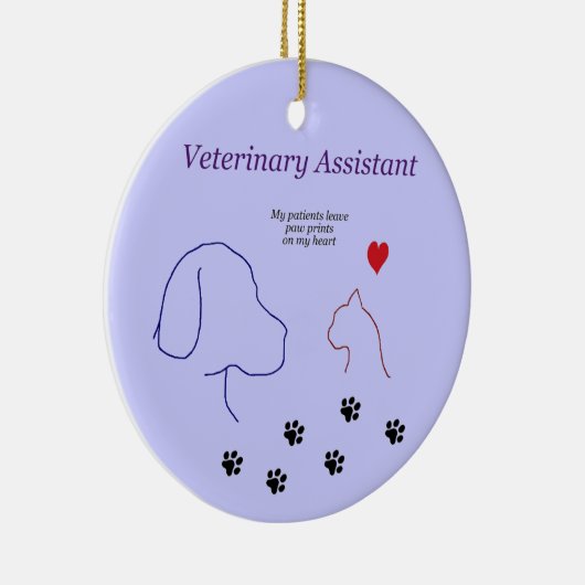 Veterinary Assistant-Paw-afdrukken op mijn hart Keramisch Ornament (Rechts)