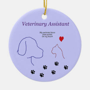 Veterinary Assistant-Paw-afdrukken op mijn hart Keramisch Ornament