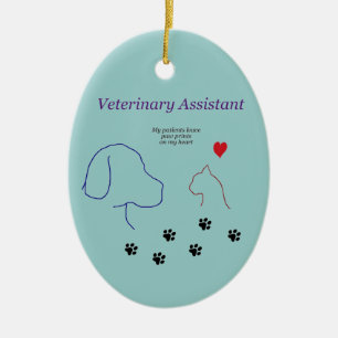 Veterinary Assistant-Paw-afdrukken op mijn hart Keramisch Ornament