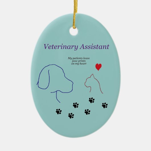 Veterinary Assistant-Paw-afdrukken op mijn hart Keramisch Ornament (Voorkant)