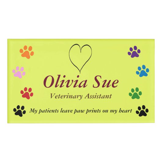 Veterinary Assistant schildert afdrukken op mijn h Naambadge (Voorkant)