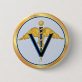 Veterinary Caduceus Ronde Button 5,7 Cm (Voorkant)