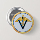 Veterinary Caduceus Ronde Button 5,7 Cm (Voorkant /achterkant)