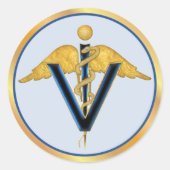 Veterinary Caduceus Ronde Sticker (Voorkant)