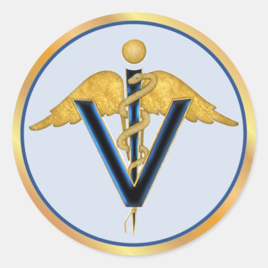 Veterinary Caduceus Ronde Sticker (Voorkant)