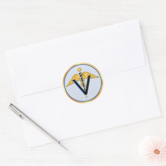 Veterinary Caduceus Ronde Sticker (Envelop)