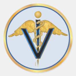 Veterinary Caduceus Ronde Sticker