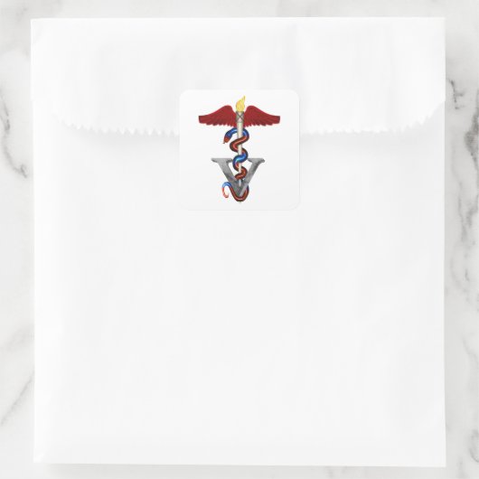 Veterinary Caduceus Vierkante Sticker (Tas)