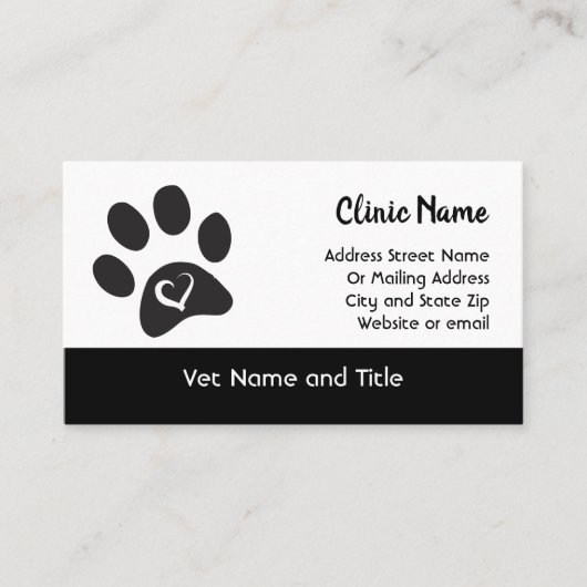 Veterinary Clinic Business Card-sjabloon Visitekaartje (Voorkant)