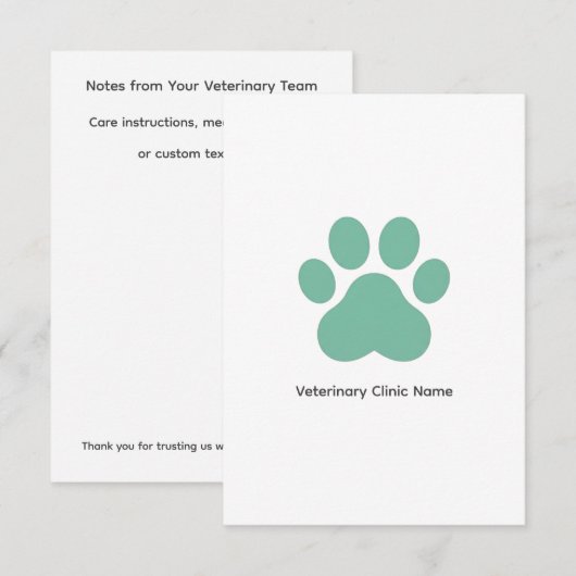 Veterinary Clinic Flat Note Card (3.5" × 5") Notitiekaartje (Voorkant / Achterkant)