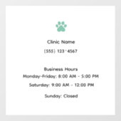 Veterinary Clinic Hours Window Cling Raamsticker (Vel)