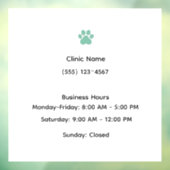 Veterinary Clinic Hours Window Cling Raamsticker (Vel 3)