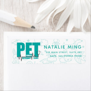 Veterinary Clinic Logo Modern Blue Etiket