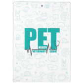 Veterinary Clinic Logo Moderne Blauwgroen doodle Klembord (Achterkant)