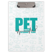 Veterinary Clinic Logo Moderne Blauwgroen doodle Klembord (Voorkant)