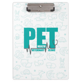 Veterinary Clinic Logo Moderne Blauwgroen doodle Klembord