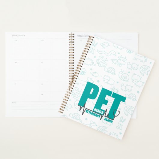 Veterinary Clinic Modern Blauwgroen dole Logo Planner (Display)