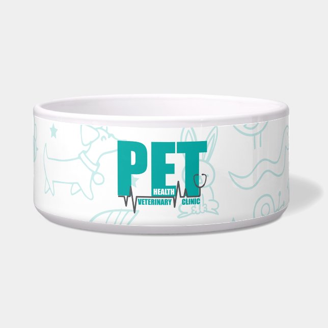 Veterinary Clinic Modern Blue Logo Voerbakje (Voorkant)