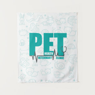 Veterinary Clinic Modern Blue Logo Wandkleed
