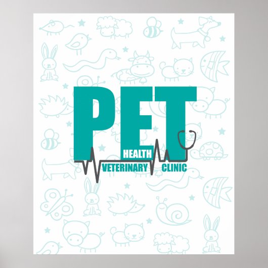 Veterinary Clinic Modern Blue Promotion Poster (Voorkant)