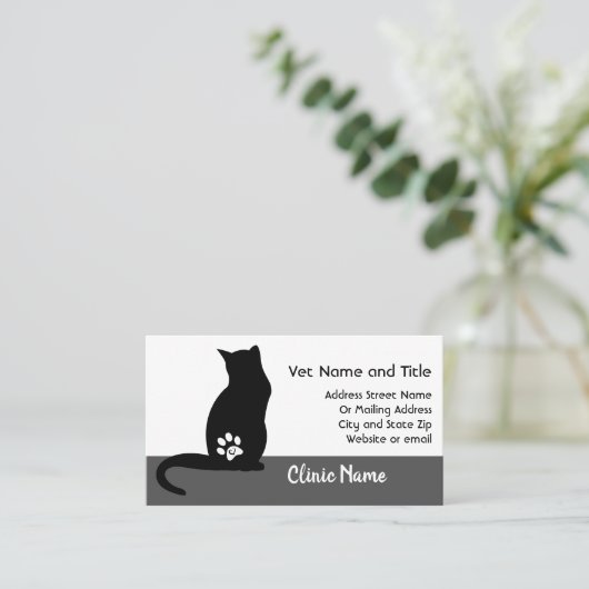 Veterinary Clinic Visitekaartje Cat Silhouette (Staand voorkant)