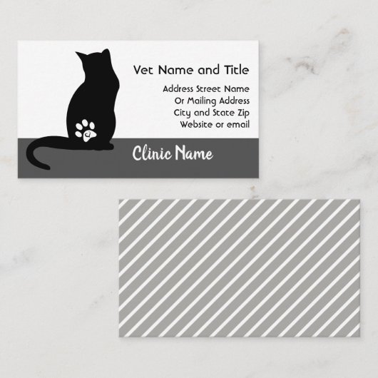 Veterinary Clinic Visitekaartje Cat Silhouette (Voorkant / Achterkant)